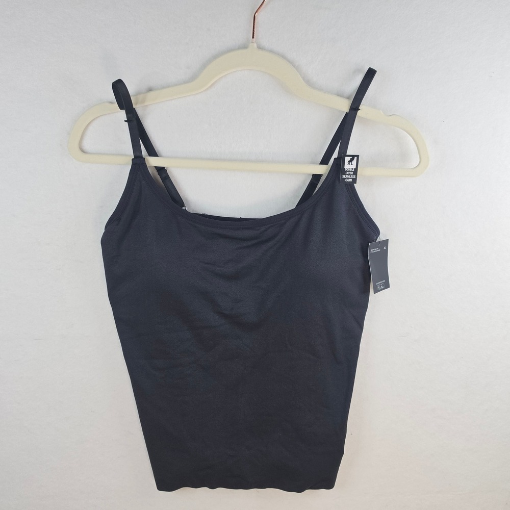 Steve Madden Double Layer Seamless Cami Black Adjustable Straps XL